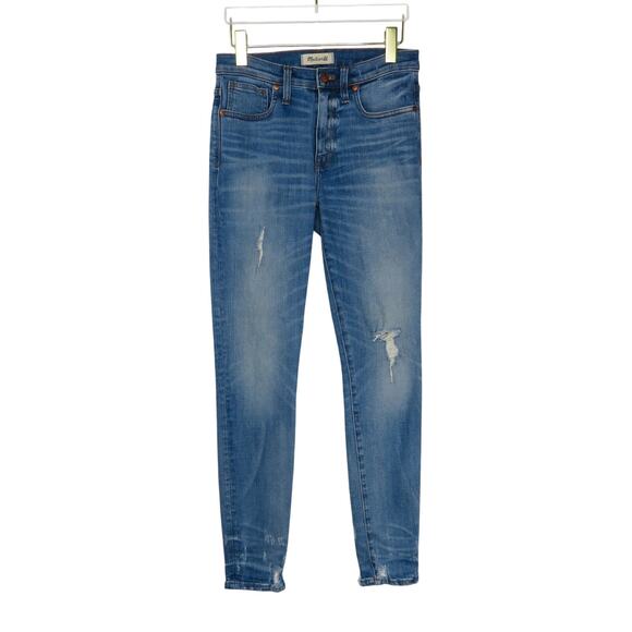 Madewell 9" High Rise Skinny Jeans Size 27 Distressed Ripped Medium Wash - Picture 14 of 14